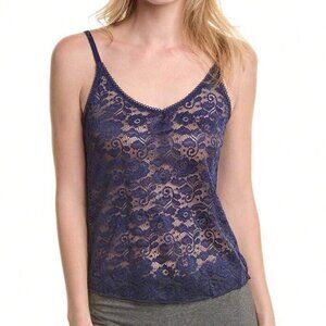 NWT Honeydew Intimates Navy Blue Twilight Lace See Through Margo Cami, Medium